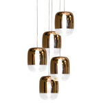 Gong Square 5S Multi Light Pendant - Matte Silver / Copper