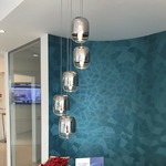 Gong Mini Multi Light Pendant with Square Canopy - Matte Silver / Silver