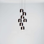 Gong Mini Multi Light Pendant with Round Canopy - Matte Silver / Black