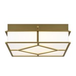 Transom Semi Flush Ceiling Light - Burnished Brass / White Glass