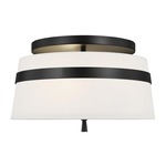 Cordtlandt Semi Flush Ceiling Light - Aged Iron / White Linen