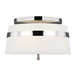 Cordtlandt Semi Flush Ceiling Light - Polished Nickel / White Linen