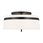 Cordtlandt Semi Flush Ceiling Light - Aged Iron / White Linen