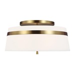 Cordtlandt Semi Flush Ceiling Light - Burnished Brass / White Linen