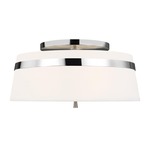 Cordtlandt Semi Flush Ceiling Light - Polished Nickel / White Linen