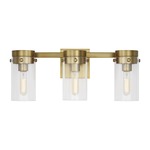 Garrett Bathroom Vanity Light - Burnished Brass / Clear