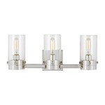 Garrett Bathroom Vanity Light - Polished Nickel / Clear