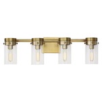 Garrett Bathroom Vanity Light - Burnished Brass / Clear