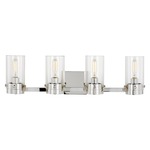 Garrett Bathroom Vanity Light - Polished Nickel / Clear