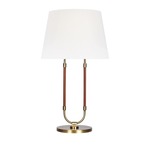 Katie Table Lamp - Time Worn Brass / White Linen