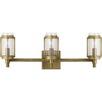 Flynn Bathroom Vanity Light - Time Worn Brass / Clear