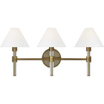 Robert Bathroom Vanity Light - Time Worn Brass / White