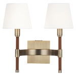 Katie Bathroom Vanity Light - Time Worn Brass / White Linen