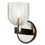 Munich Wall Sconce - Textured Black / Polished Nickel / Clear