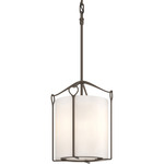 Bow Tall Glass Pendant - Bronze / Opal