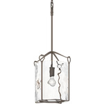 Bow Tall Glass Pendant - Bronze / Water Glass