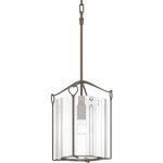 Bow Tall Glass Pendant - Bronze / Clear