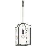 Bow Tall Glass Pendant - Dark Smoke / Water Glass