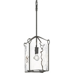 Bow Tall Glass Pendant - Natural Iron / Water Glass