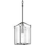 Bow Tall Glass Pendant - Natural Iron / Clear