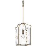 Bow Tall Glass Pendant - Soft Gold / Water Glass
