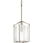 Bow Tall Glass Pendant - Soft Gold / Clear