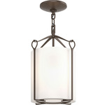 Bow Tall Semi Flush Ceiling Light - Bronze / Opal