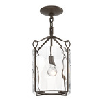 Bow Tall Semi Flush Ceiling Light - Bronze / Water Glass