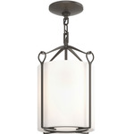 Bow Tall Semi Flush Ceiling Light - Dark Smoke / Opal
