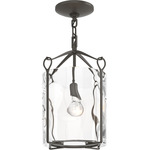 Bow Tall Semi Flush Ceiling Light - Dark Smoke / Water Glass