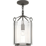 Bow Tall Semi Flush Ceiling Light - Natural Iron / Clear
