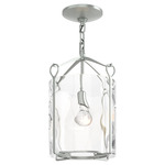 Bow Tall Semi Flush Ceiling Light - Vintage Platinum / Water Glass