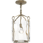 Bow Tall Semi Flush Ceiling Light - Soft Gold / Water Glass
