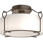 Bow Semi Flush Ceiling Light - Bronze / Opal