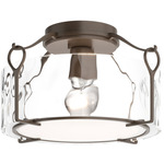 Bow Semi Flush Ceiling Light - Bronze / Water Glass