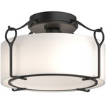 Bow Semi Flush Ceiling Light - Black / Opal