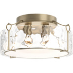 Bow Semi Flush Ceiling Light - Soft Gold / Water Glass