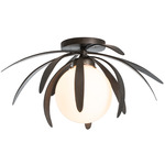 Dahlia Globe Ceiling Light Fixture - Dark Smoke / Opal