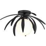 Dahlia Globe Ceiling Light Fixture - Black / Opal