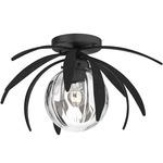 Dahlia Globe Ceiling Light Fixture - Black / Water Glass