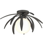 Dahlia Globe Ceiling Light Fixture - Natural Iron / Opal