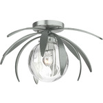 Dahlia Globe Ceiling Light Fixture - Vintage Platinum / Water Glass