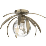 Dahlia Globe Ceiling Light Fixture - Soft Gold / Water Glass