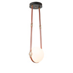 Derby Pendant - Antique Brass / Chestnut Leather / Opal