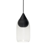 Liuku Drop Pendant with Glass Shade - Black Stain Lacquered / Clear