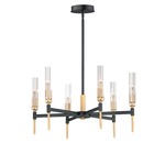 Flambeau Chandelier - Black / Antique Brass / Clear