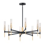 Flambeau Chandelier - Black / Antique Brass / Clear