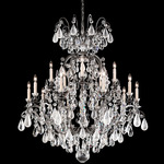 Renaissance Rock Crystal Chandelier - Antique Pweter / Clear / Rock Crystals