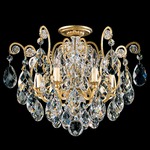 Renaissance Semi Flush Ceiling Light Fixture - Heirloom Gold / Heritage Crystal