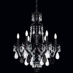 Hamilton Rock Crystal Chandelier - Polished Silver / BK Black/Clear Rock Crystals